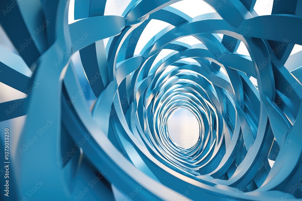 Poster a 3d abstract pattern of interlocking rings in a surreal, dreamlike environment.