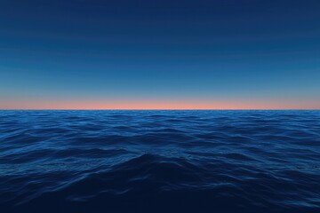 Fototapeta premium A deep blue ocean with whitecaps under a calm but colorful twilight sky.