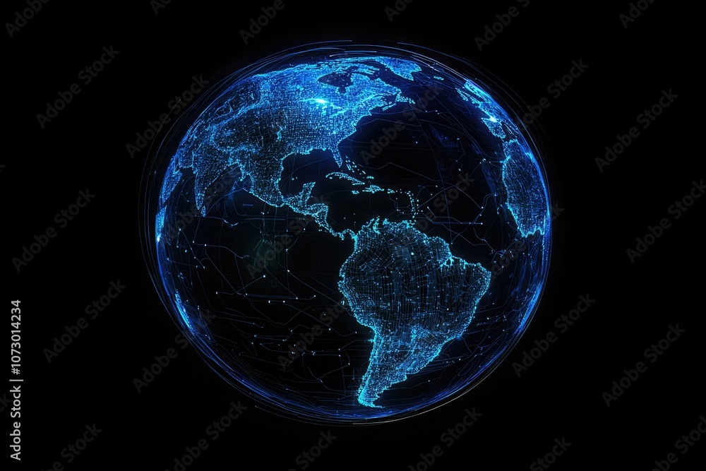 Aufkleber a digital globe with circuits glowing in the form of a global network.