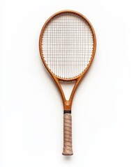 Tennis racket on a white isolated background, perfect for sports-related content.