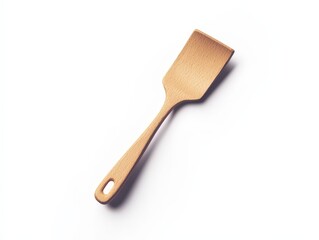 Wooden spatula, ideal tool for flipping and serving food, white isolate background