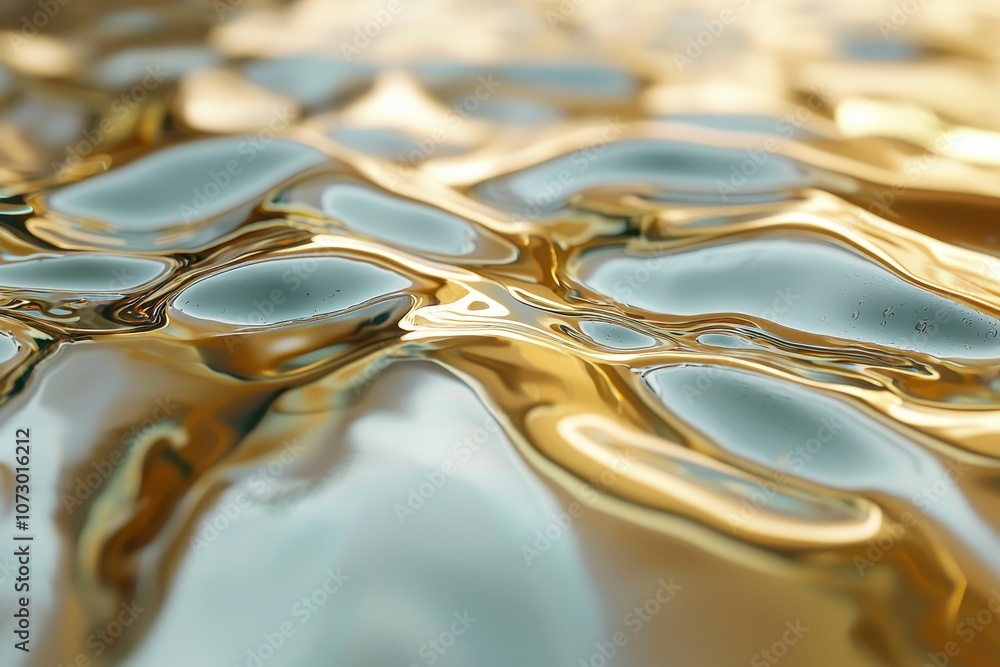 Poster abstract reflection of golden waves on calm water surface with unique texture and glimmering light h