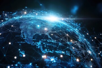 Glowing digital earth with network connections