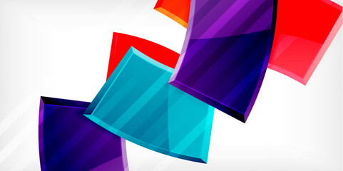 Round 3d shapes, plates background. Creative composition design template