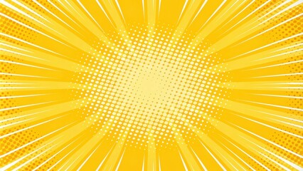 A Bold and Dynamic Comic Book Style Background with a Central Circular Pattern of White Dots on a Vibrant Yellow Radiating Design