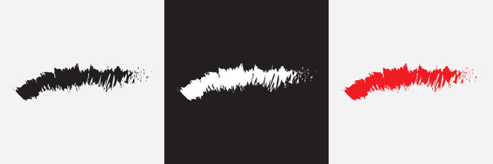 red, white, and red paint of stroke isolated on white and black background. Vector illustration. EPS 10