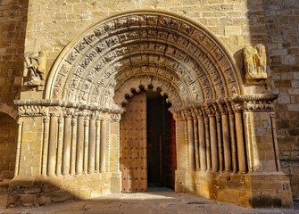 Fototapeta premium the entrance to the cathedral, Puenta la Reina, Spain, Europe, September 2024