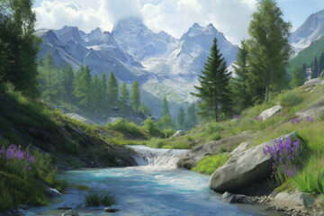 Obraz premium mountain river in the mountains