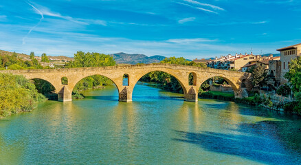 Fototapeta premium bridge over the river, Puenta la Reina, Spain, Europe, September 2024