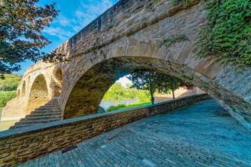 bridge over the river, Puenta la Reina, Spain, Europe, September 2024