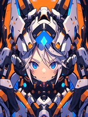 Striking Anime-Inspired Cyber Woman in Bold Blue Attire with Unique Hairstyle