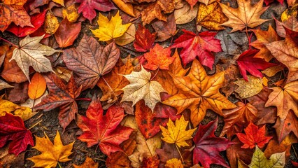 Fototapeta premium A Stunning Top-View Image of an Autumn Park Floor Covered in Dried Leaves, Revealing the Earth Beneath - A Perfect Capture of Nature's Seasonal Transformation