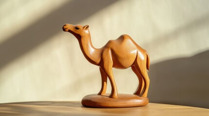 Wooden Camel Sculpture on a Table
