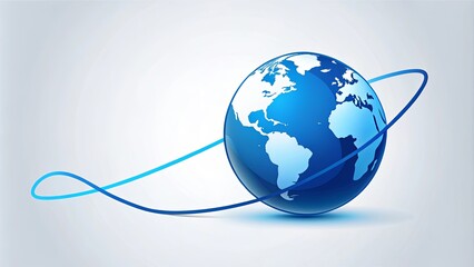 A gleaming blue orb, a symbol of our planet, surrounded by an abstract orbit of interconnected lines, suggesting global connections and the boundless possibilities of a connected world.