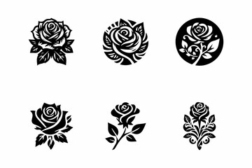 Set of rose silhouette vector illustration design white background