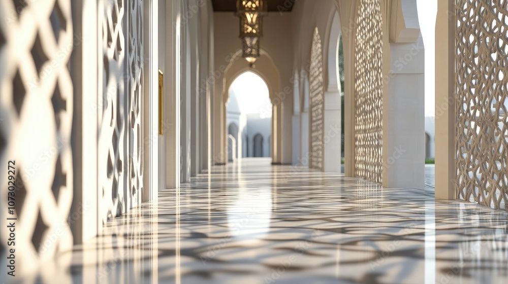 Poster elegant corridor with intricate light patterns