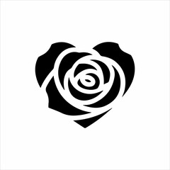 Flower icon Black and white silhouette of a rose Rose icon