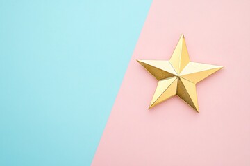 Fototapeta premium Gold Star on Minimalist Pastel Background
