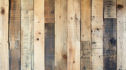 Rustic wooden plank wall with various shades and patterns