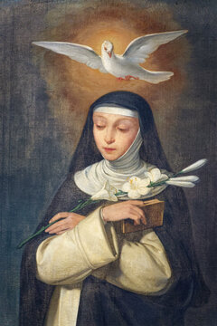 Painting of Saint Teresa of Avila or Sainte Th&eacute;r&egrave;se d'Avila. Saint of the Roman Catholic Church. ...