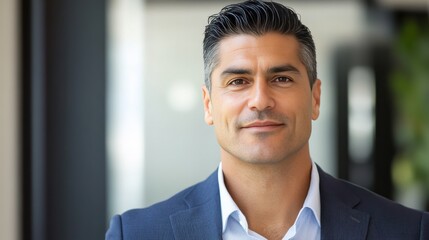 Confident Businessman in a Modern Office Setting with a Professional Appearance