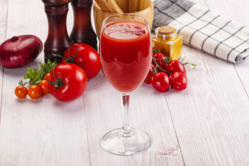 Fresh Tomato juice in the glass