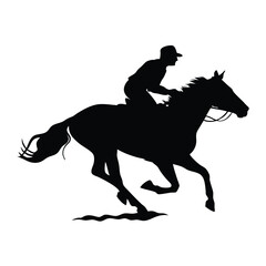 a man ridding a horse with high speed, horse are running fast vector silhouette