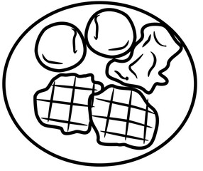 Morning breakfast Doodle element coloring page cartoon Illustration