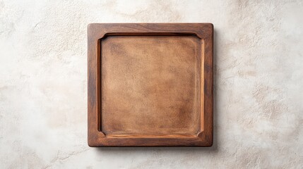 Rustic Wooden Tray on Textured Surface Ideal for Food Presentation, Serving Platters, Decorative Uses, or Culinary Display in Kitchen and Dining Settings