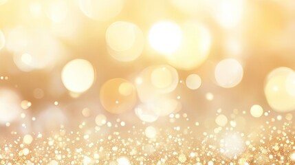 Obraz premium Bright, vibrant gold glitter bokeh background with intense sparkles, creating a lively, celebratory atmosphere.