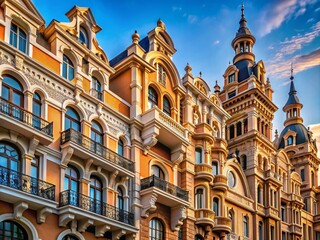 Fototapeta premium Captivating Architectural Photography of Arrow Classic Style Structures Showcasing Timeless Design, Intricate Details, and Elegant Aesthetics in Stunning Urban Environments