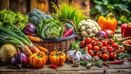 Captivating Collection of Fresh Vegetables Showcasing Nature's Bounty in a Rustic Setting for Documentary Photography Enthusiasts