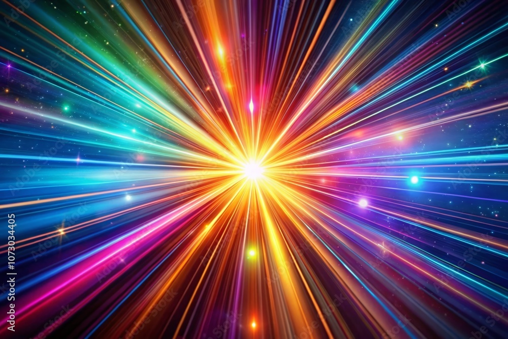 Aufkleber captivating cosmic light beams radiating from a central point, creating a stunning display of colorf