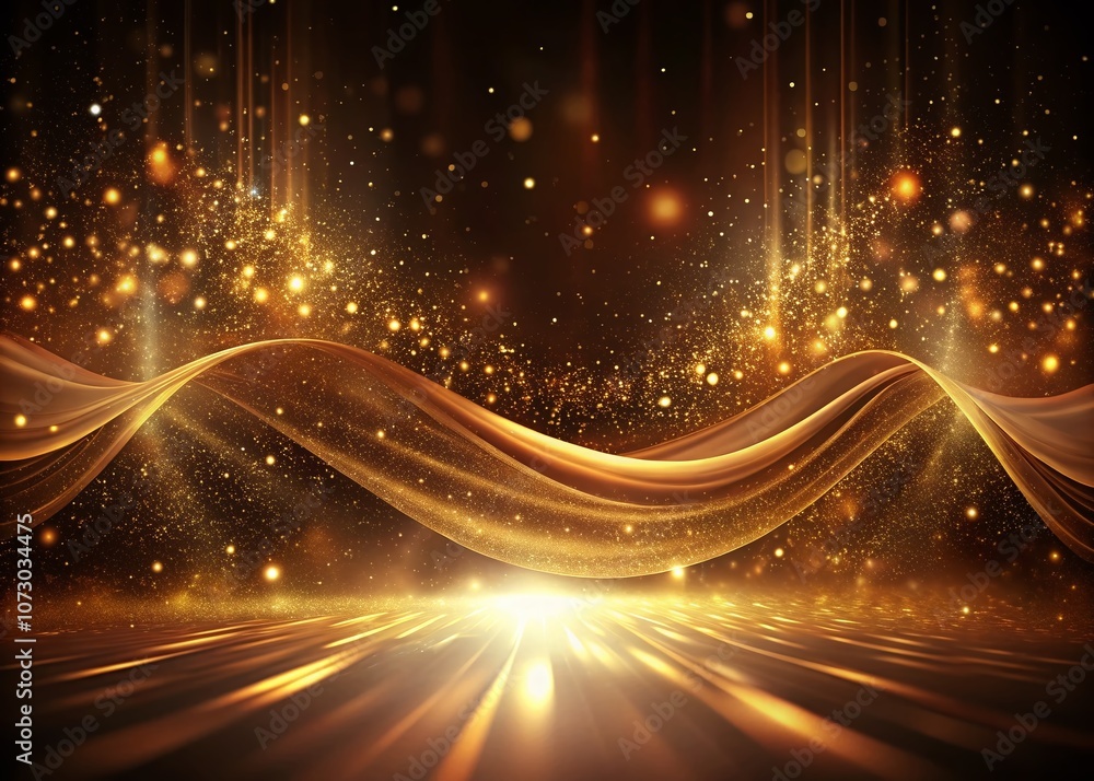 Poster captivating dark brown background featuring digital signature with sparkling golden light particles 