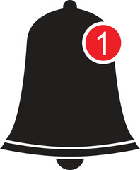 Notification bell icon with red dot mark symbol. EPS Vector File