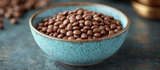 Fototapeta premium Close-up of a Bowl Filled with Chocolate Chips