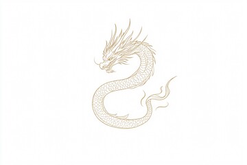 Fototapeta premium Minimalist Outline of a Single Dragon Illustration