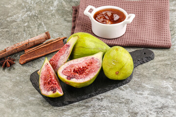Tropical exotic green fig with cut