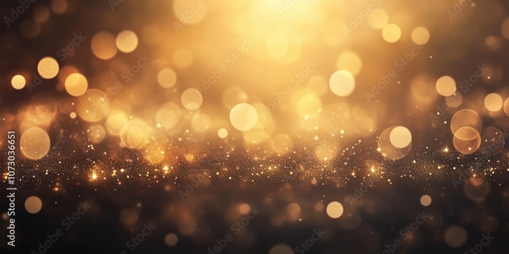 Poster a beautiful abstract background featuring glimmering bokeh lights in golden tones, perfect for creat