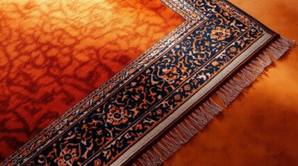Vibrant Orange Carpet with Decorative Border Detail