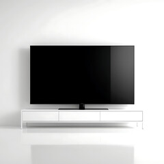 Fototapeta premium Modern Flat Screen TV on White Entertainment Stand