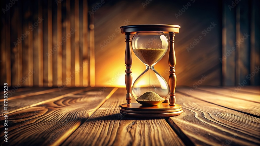 Poster captivating hourglass on the floor: a stunning visual representation of time's passage in an artisti