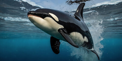 Obraz premium Orca, SeaLife, underwater, arctic, created by Generative AI