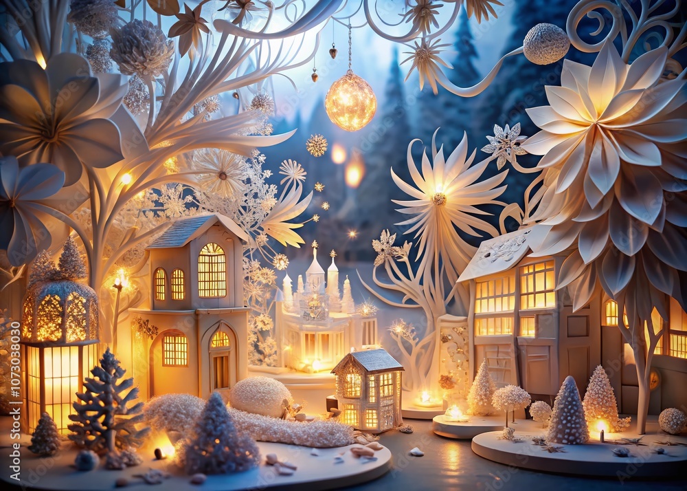 Poster captivating long exposure artworks showcasing intricate paper craft techniques in a dreamy, ethereal