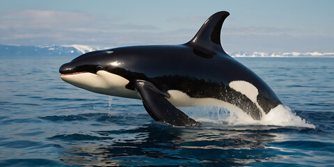 Fototapeta premium Orca, SeaLife, underwater, arctic, created by Generative AI