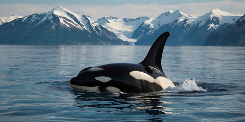 Fototapeta premium Orca, SeaLife, underwater, arctic, created by Generative AI