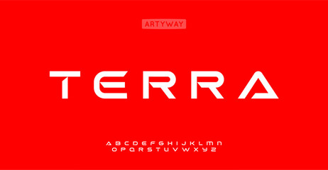 Bold futuristic alphabet, sleek geometric letters, space-inspired font for cybersports headline, EDM branding, dynamic gaming logo. Vector typeset.