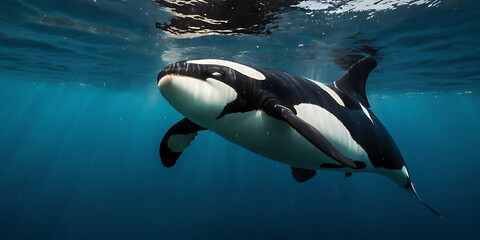 Obraz premium Orca, SeaLife, underwater, arctic, created by Generative AI