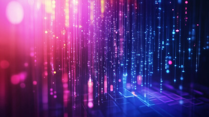 Futuristic neon reflections, holographic panels, abstract digital glow 