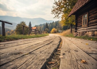 Fototapeta premium Captivating Tilt-Shift Photography of an Old Rustic Wooden Background with Textured Details and Natural Lighting Enhancing Warm Tones for a Charming Vintage Aesthetic